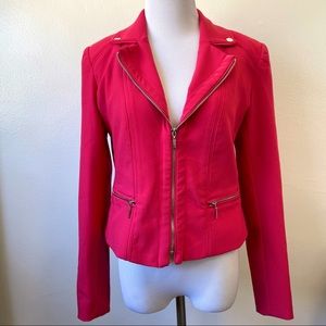 Carmen Hot Pink Lace up Zipper Moto Blazer Jacket (Size 2)